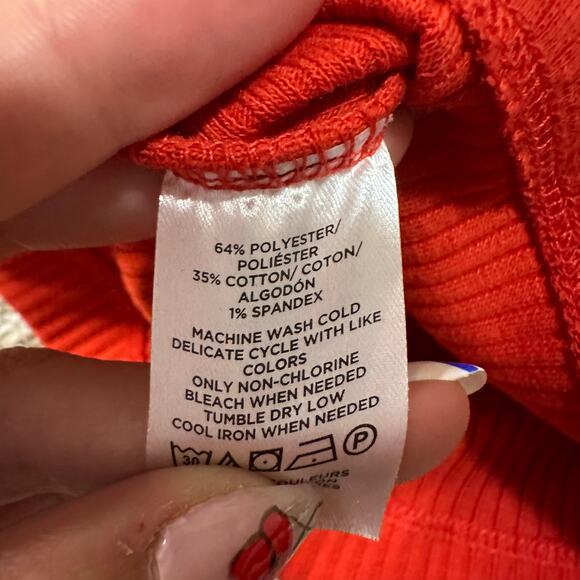 LOFT Women's Ribbed Polo Shirt Petite Size SP In Red - Picture 9 of 10